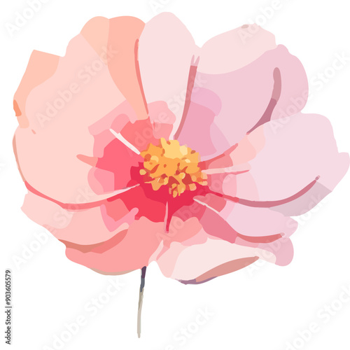 Beautiful pink flower on a white background. Vector illustration in watercolor style.