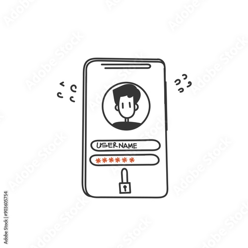 hand drawn doodle user name pasword bar form authentication bar illustration