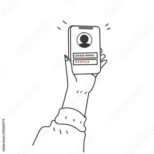 hand drawn doodle user name pasword bar form authentication bar illustration