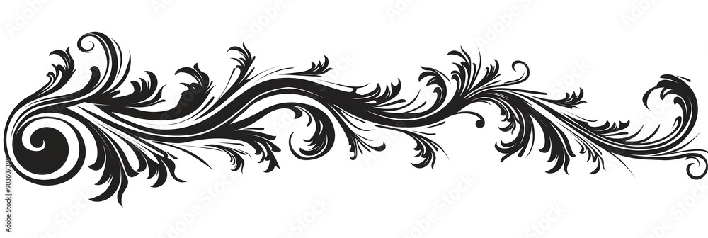 Decorative Curled Horizontal Scroll with Swirled Ends for Borders and Frames Decorative Curled Horizontal Scroll with Swirled Ends for Borders and Frames
