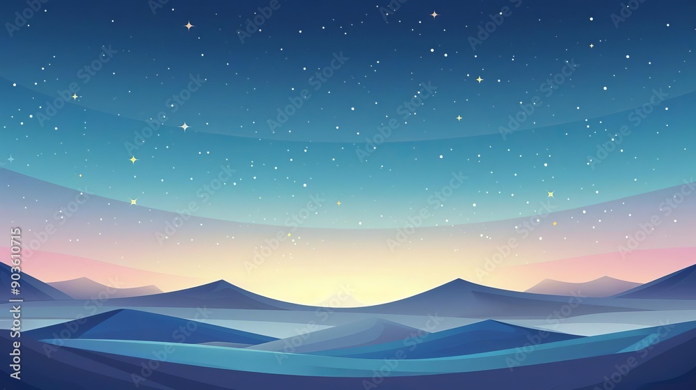 Desert landscape under starry sky, grainy texture, simple clean backdrop, night solitude Desert landscape under starry sky, grainy texture, simple clean backdrop, night solitude