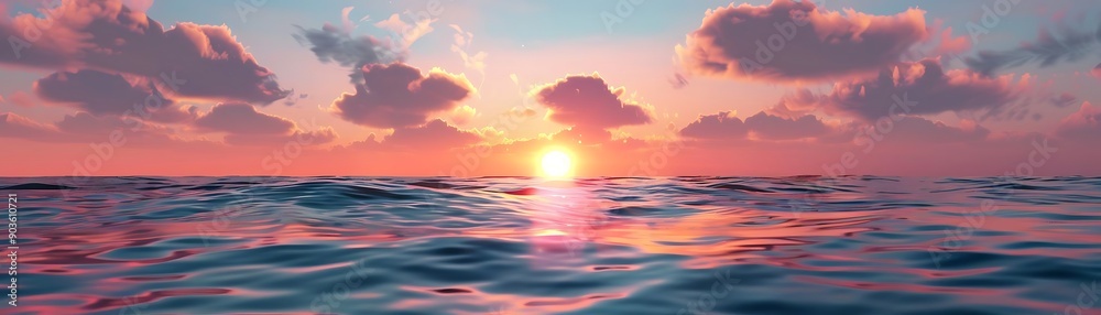 Sunset Over The Ocean Illustration Sunset Over The Ocean Illustration