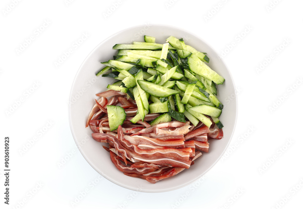 Cucumber shreds and chopped pig ears cold dish Cucumber shreds and chopped pig ears cold dish