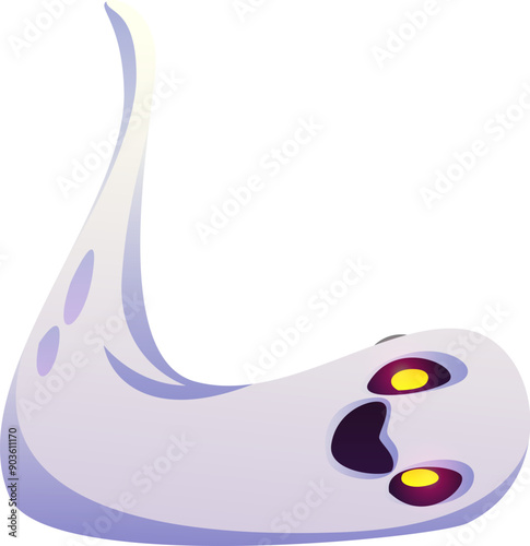 Letter L Halloween ghost font, scary typeface, horror evil type, spooky monster alphabet. Vector holiday kid abc in shape of eerie phantom character, floating cheerful laughing spook typography symbol