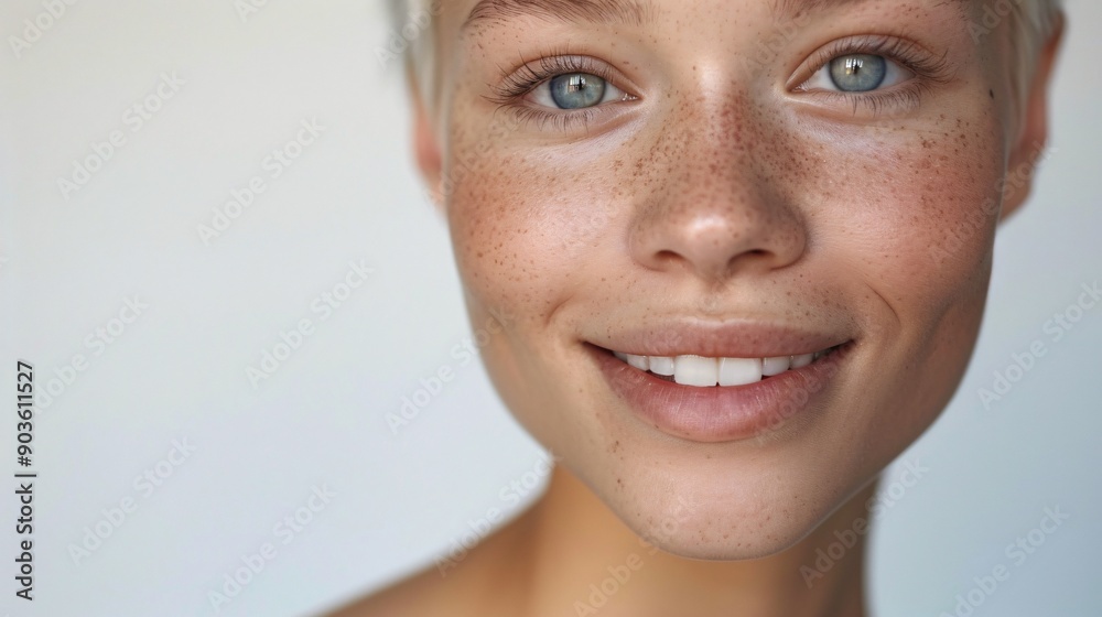 Fototapeta premium Radiant Close-up of Beautiful Albino Woman Smiling