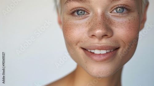 Radiant Close-up of Beautiful Albino Woman Smiling