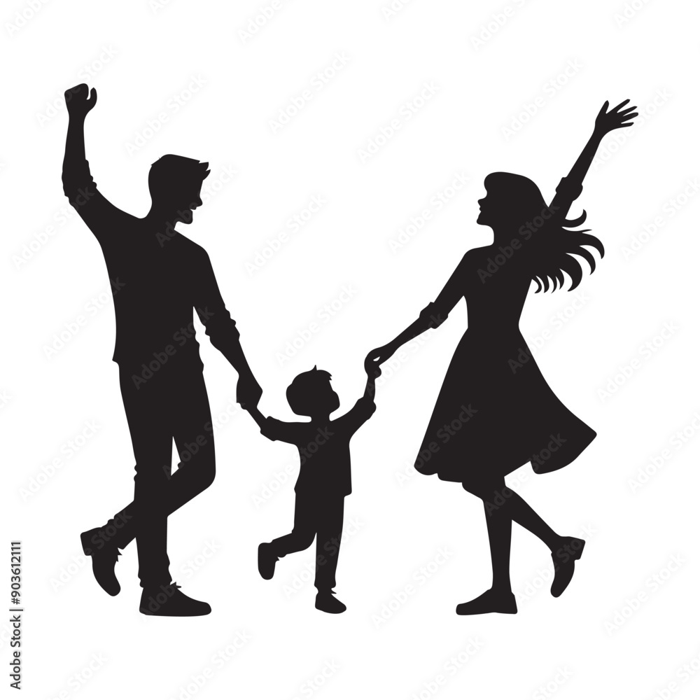 Happy Family Silhouette - Family Clipart - A Happy family illustration Happy Family Silhouette - Family Clipart - A Happy family illustration