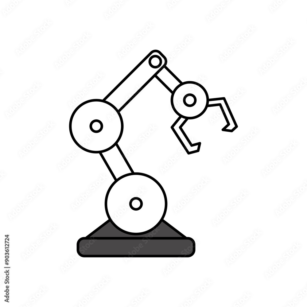 Industrial robot arm line icon thin line illustration robot hand symbol.