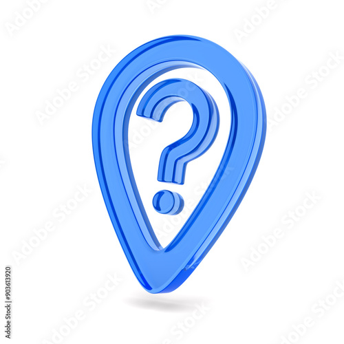 glass question mark on whit...
