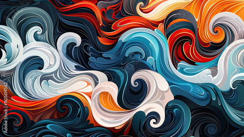 Abstract Swirls and Waves Composition AI Generative