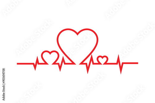 Heart line icon with sign heartbeat romantic love vector