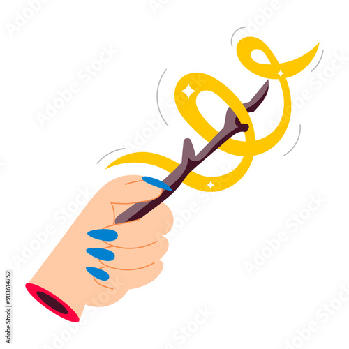 A magic stick flat style sticker 

