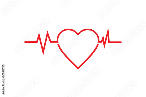 Heart line icon with sign heartbeat romantic love vector