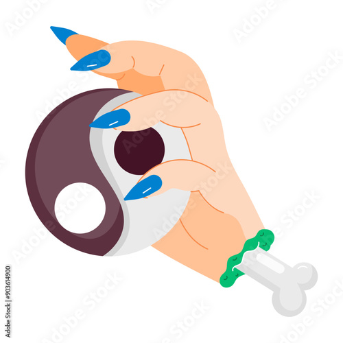 A scary hand sticker designed in flat style 

