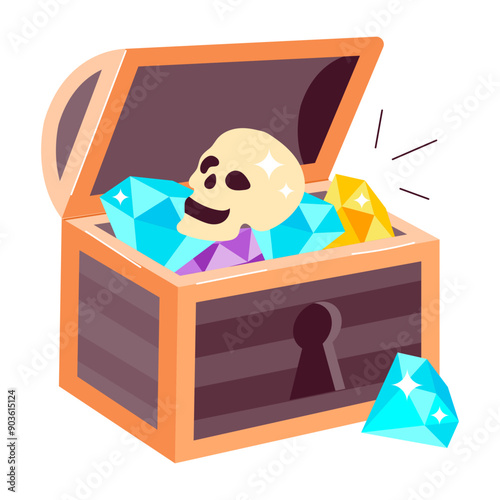 A treasure chest flat style sticker 

