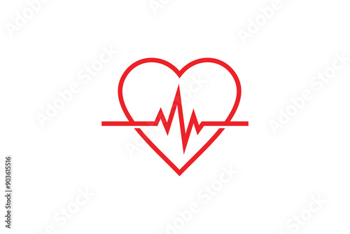 Heart line icon with sign heartbeat romantic love vector