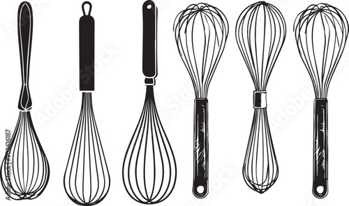 Balloon Whisk Abstract Silhouette Vector Graphics Pack
