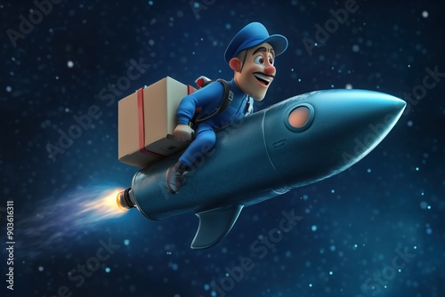 delivery man on a rocket photo