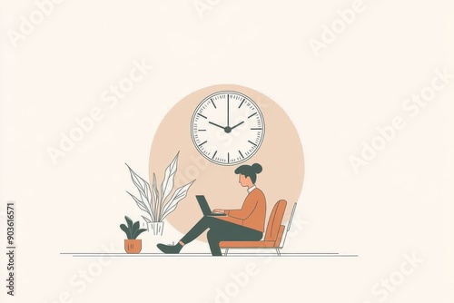 Businessman working in clocking hour work, 9-5 job, office work routine by doing the same thing every day, overworked, burnout, or work-life balance concept, 9-5 job working every day, 9-5 job photo