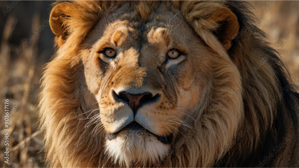 The LION king of the jungle muscular bodies, deep chests, and large head Social animals, lions live in groups 