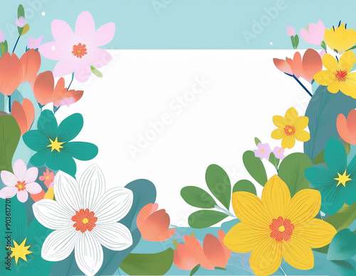 Blooming Spring Flowers with White Copyspace Perfect Background for Inspirational Quotes and Messages