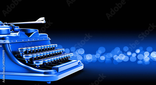 Elegant Presentation of a Classic Typewriter in Isolated Style with Sharp Focus on Keys