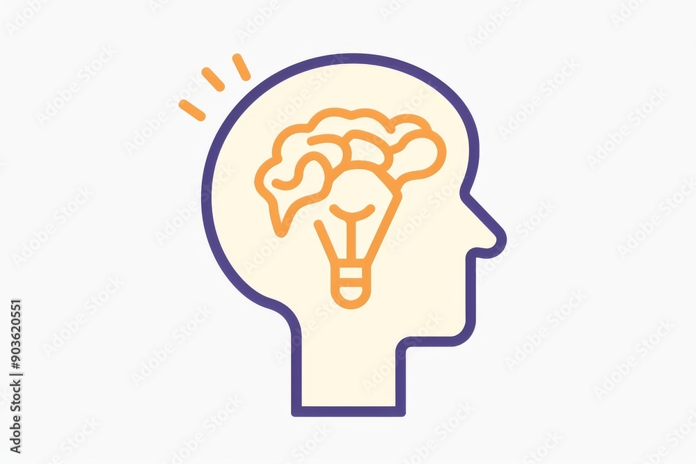 Silhouette with yellow brain light bulb creative and innovative modern vector illustration unique and abstract artistic vision bright colors futuristic design. Silhouette with yellow brain light bulb creative and innovative modern vector illustration unique and abstract artistic vision bright colors futuristic design.
