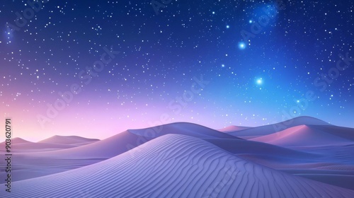 Grainy night desert with stars, minimalist clean background, serene expanse