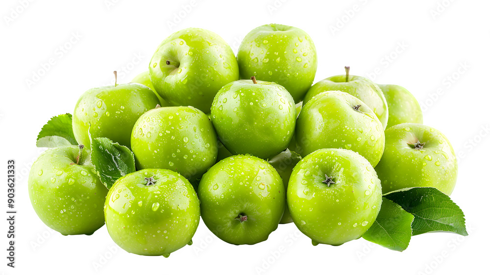 Obraz premium Green apples isolated on a transparent background, PNG