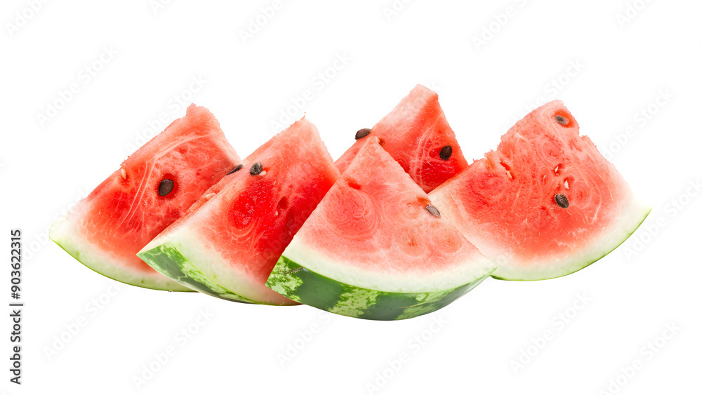 Slices of watermelon isolated on a transparent background, PNG Slices of watermelon isolated on a transparent background, PNG