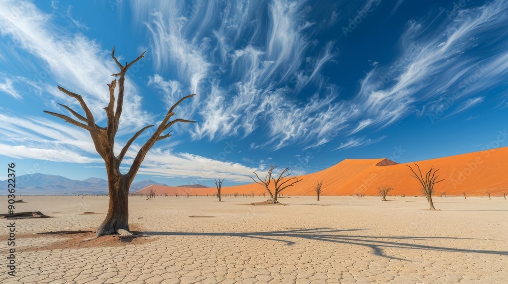 vast Salt Flats with many Deadvlei trees, surreal vast Salt Flats with many Deadvlei trees, surreal