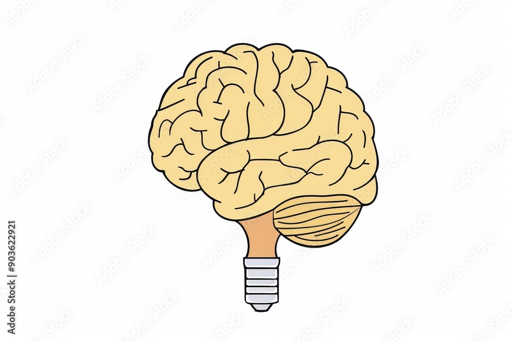 Brain shaped light bulb vector illustration representing creativity intellect and bright ideas in a modern minimalist style for educational and inspirational themes.