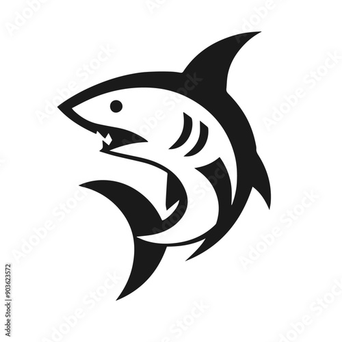 Shark logo silhouette on white background