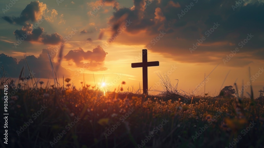 Sunset Cross in Field Sunset Cross in Field