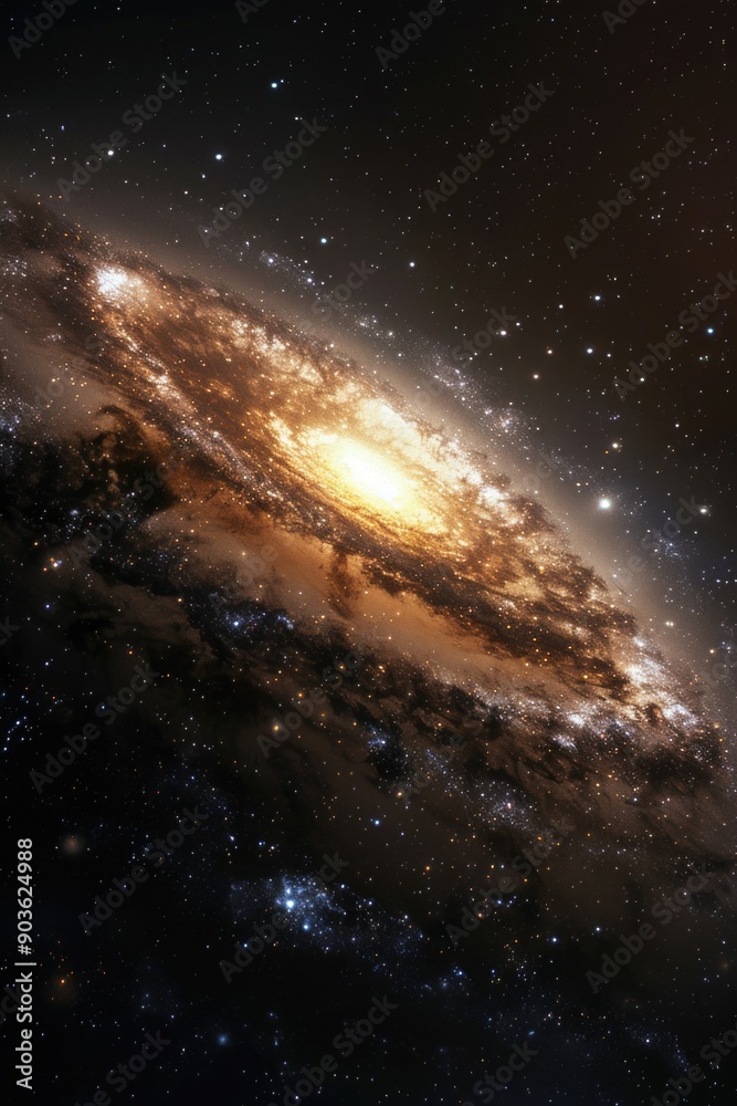Fototapeta premium Spiral Galaxy with Yellow Center