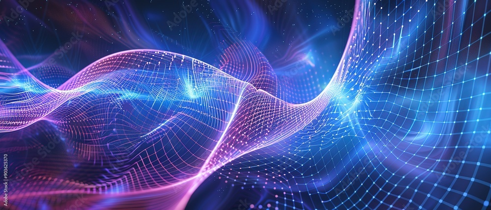 Abstract Blue and Pink Grid with Glowing Lights Abstract Blue and Pink Grid with Glowing Lights