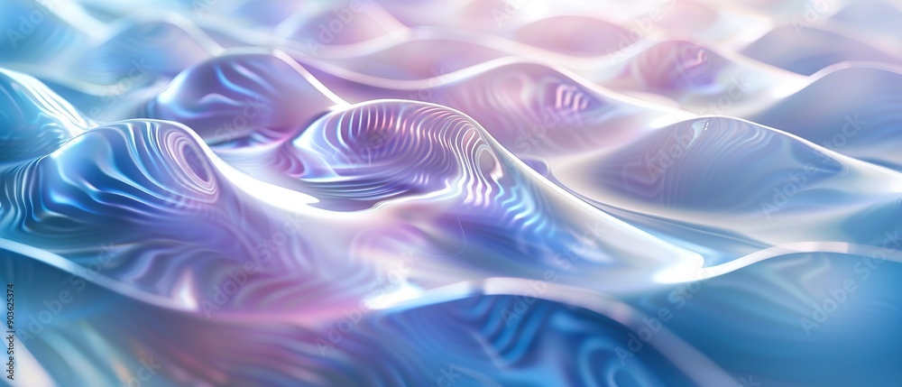 Fototapeta premium Abstract iridescent blue and purple liquid waves