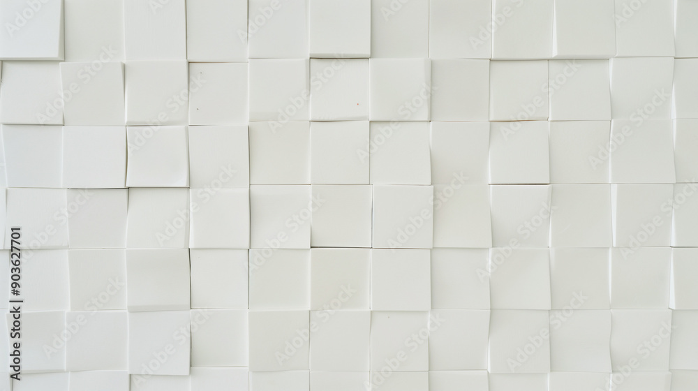 A white, three-dimensional grid-like structure composed of square tiles. These tiles are evenly spaced and vary in size, creating an intricate pattern. A white, three-dimensional grid-like structure composed of square tiles. These tiles are evenly spaced and vary in size, creating an intricate pattern.