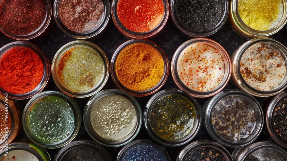 Vibrant Japanese Spices in Glass Jars for Culinary Inspiration Generative AI Vibrant Japanese Spices in Glass Jars for Culinary Inspiration Generative AI