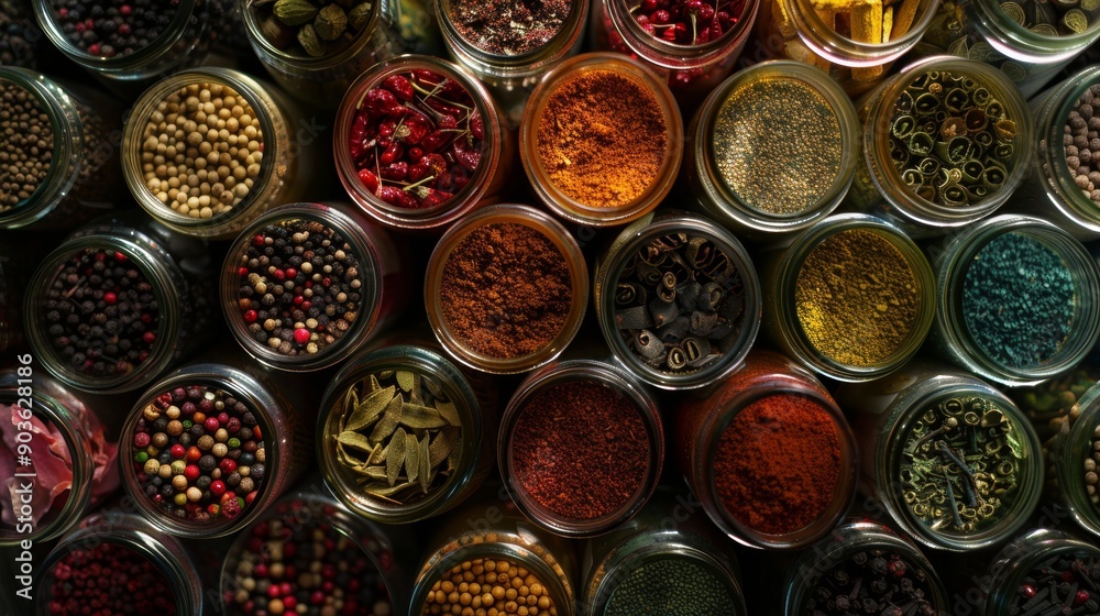 Vibrant Spice Collection for Kitchen Inspiration Generative AI