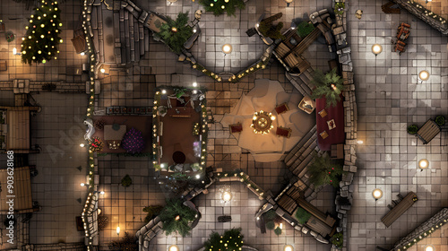 Christmas Battle Map - DnD, RPG Map for Dungeons and Dragons, Game Background, Top View, Winter