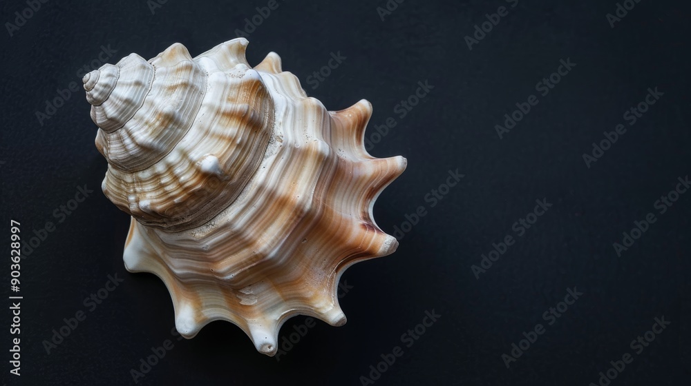 Serenity Found: Seashell on Black Background Generative AI Serenity Found: Seashell on Black Background Generative AI