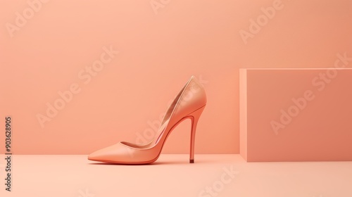 Elegant High Heel Shoe Against Soft Peach Background, Perfect for Fashion and Style Concepts Generative AI