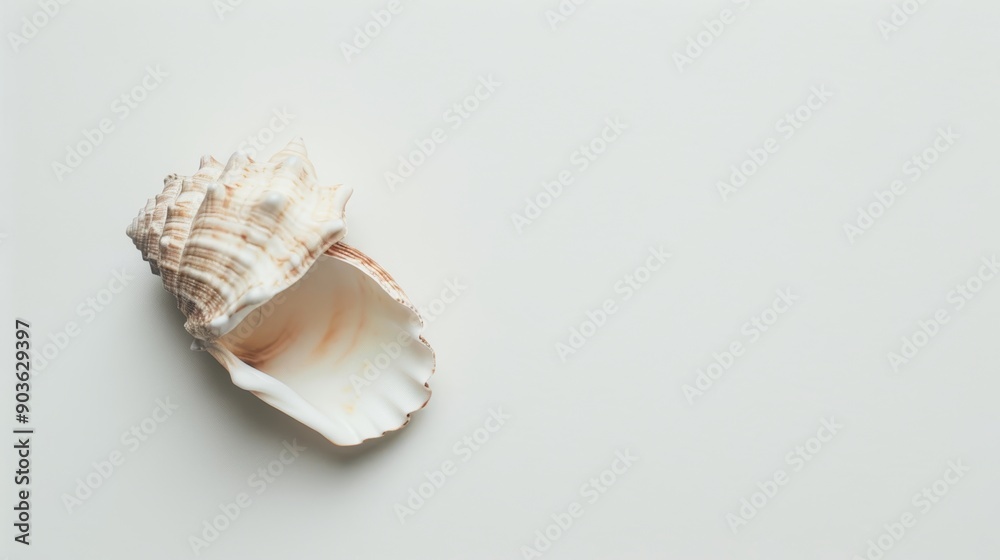 Serenity Found: Seashell on White Background Generative AI Serenity Found: Seashell on White Background Generative AI