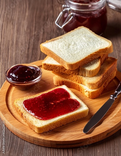 Bread butter jam sandwich slices