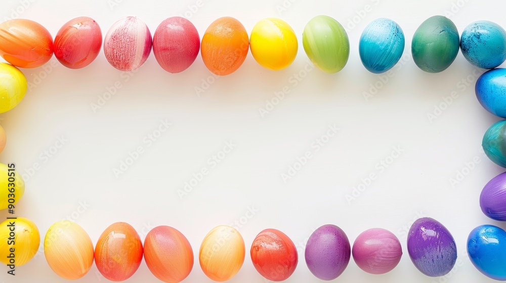Vibrant Easter Eggs in a White Background, Perfect for Spring Decor Generative AI Vibrant Easter Eggs in a White Background, Perfect for Spring Decor Generative AI