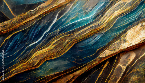 Flat lay abstract surface of brushed syenite stone Slab texture background with space to copy, panoramic view photo