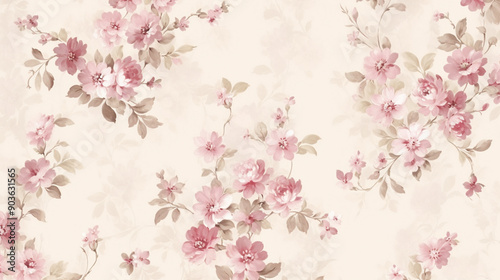 A delicate floral pattern in soft pinks and whites, with small flowers scattered across the background. patterns, background, wallpaper.