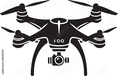 Drone Silhouette Elegant Vector Illustration On Isolated White Background