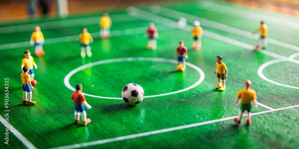 Miniature soccer players and ball on field, macro photo of tiny world, miniature, soccer, players, toy, ball, field, macro, photo Miniature soccer players and ball on field, macro photo of tiny world, miniature, soccer, players, toy, ball, field, macro, photo